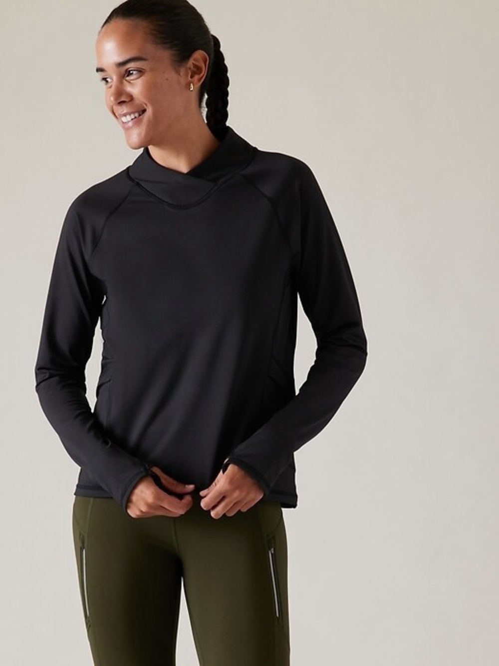 Athleta Black Whistler Cross neck top